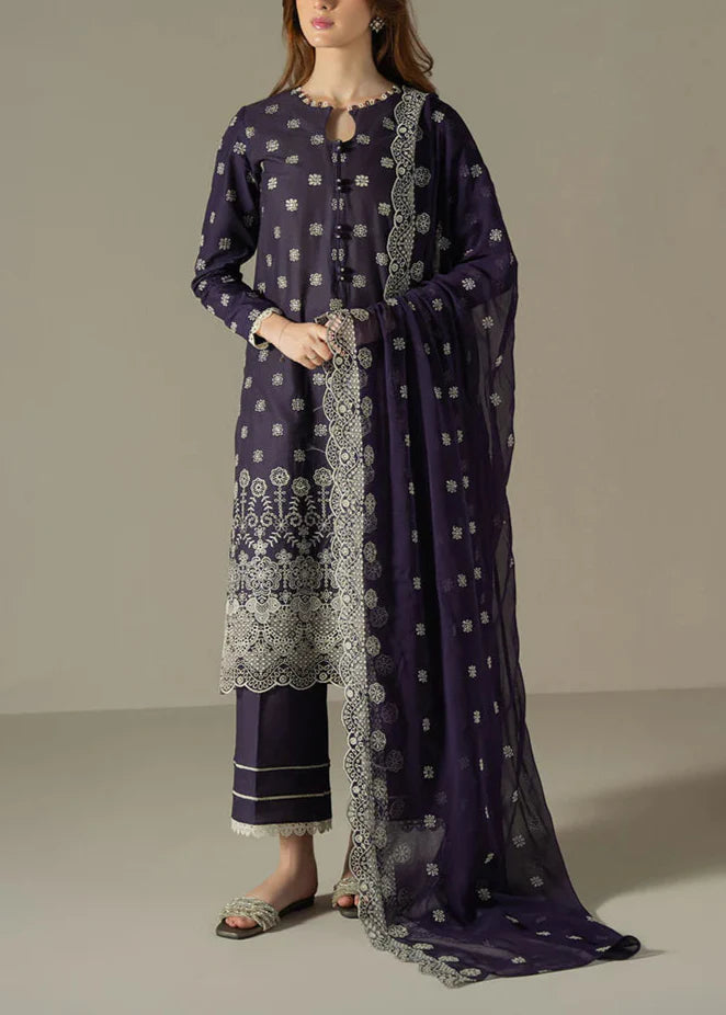 Grace S1223-Embroidered 3pc Lawn Dress With Embroidered Organza Dupatta.