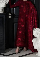 Grace Z-(W896) - Stitched Embroidered 3pc Marina Dress With Printed Shawl.