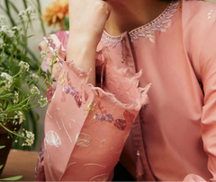 Grace Z(S1221)- Stitched Embroidered 3pc Lawn Dress With Printed Munar Dupatta.