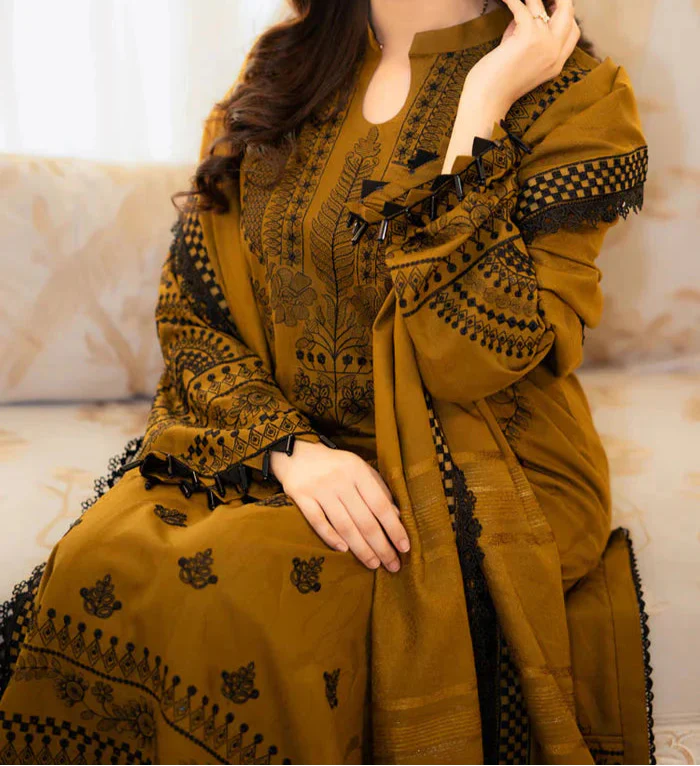 Grace W757 - Embroidered 3pc Marina Dress With Embroidered Marina Shawl.