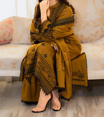 Grace W757 - Embroidered 3pc Marina Dress With Embroidered Marina Shawl.