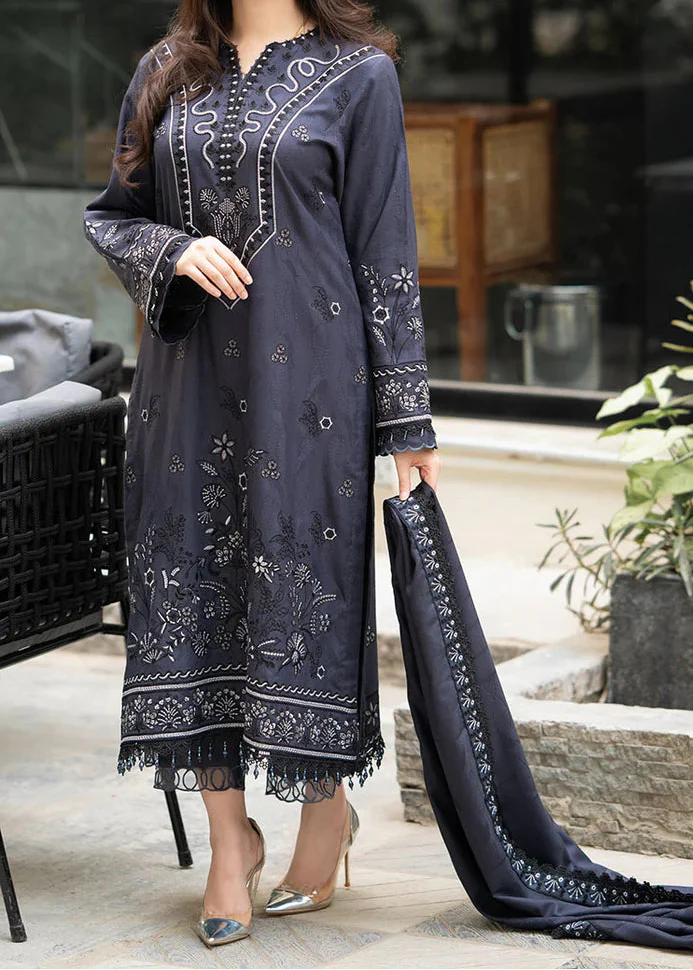 Grace W828-Embroidered 3pc Marina Dress With Printed Shawl.