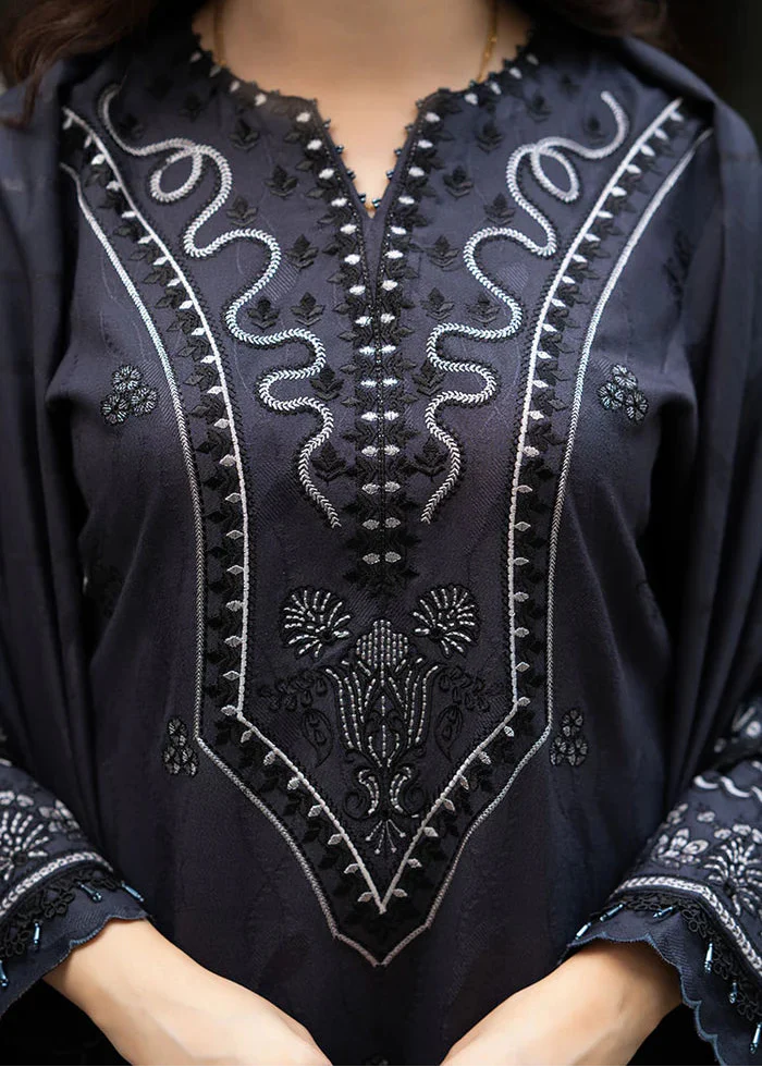 Grace W828-Embroidered 3pc Marina Dress With Printed Shawl.