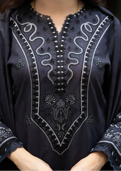 Grace W828-Embroidered 3pc Marina Dress With Printed Shawl.