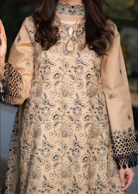 Grace W1011-Embroidered 3pc Marina Dress With Embroidered Chiffon Dupatta.