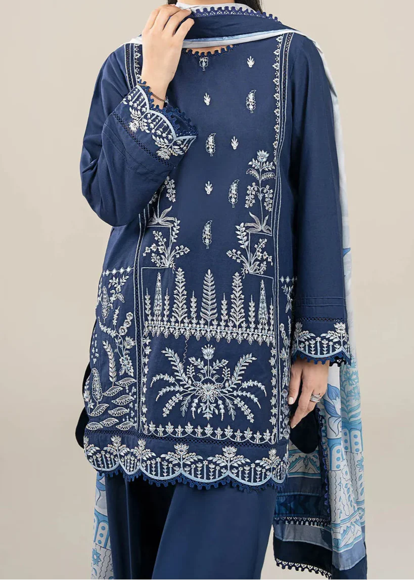 Grace W718-Embroidered 3pc Marina Dress With Printed Shawl