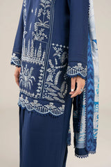 Grace W718-Embroidered 3pc Marina Dress With Printed Shawl