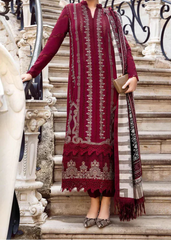 Grace W714-Embroidered 3pc Marina Dress With Printed Shawl