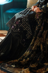 Grace W741-Embroidered Sequence 3pc CUTWORK Marina Dress With Printed Shawl.