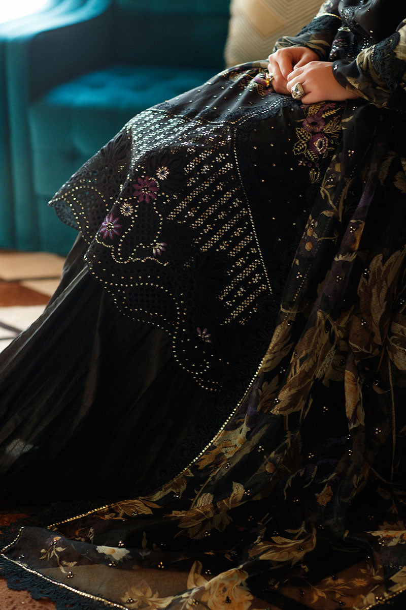 Grace S1251-Embroidered Sequence 3pc CUTWORK Lawn Dress With Printed Munar Dupatta.