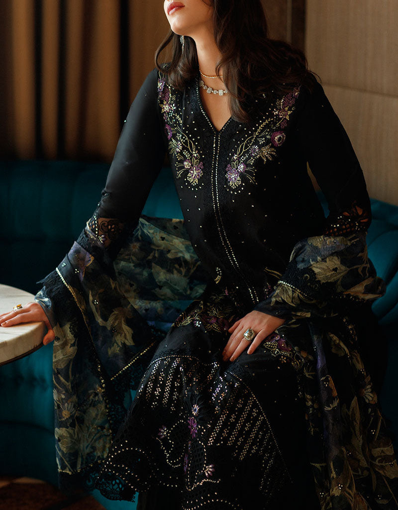 Grace S1251-Embroidered Sequence 3pc CUTWORK Lawn Dress With Printed Munar Dupatta.