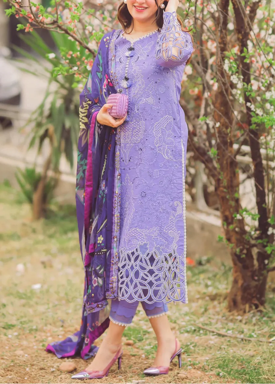 Grace S765 -Embroidered 3pc lawn dress with Digital printed munaar dupatta