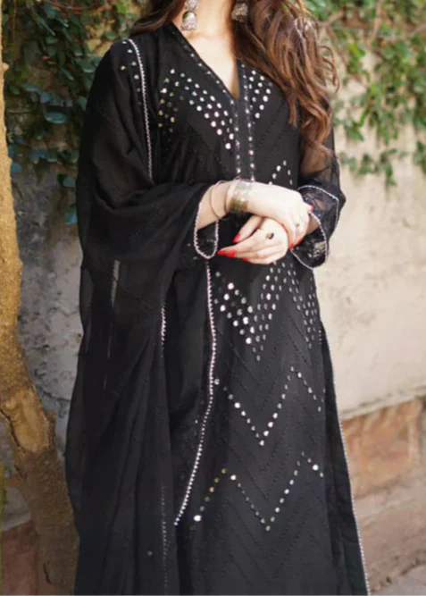 Siyaah – Embroidered Chiffon Unstitched 3Pc Suit