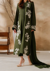 Grace W891-Embroidered 3pc Marina Dress With Dyed Chiffon Dupatta.