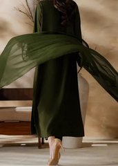 Grace W891-Embroidered 3pc Marina Dress With Dyed Chiffon Dupatta.