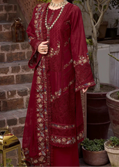 Grace W971-Embroidered 3pc Marina Dress With Printed Shawl.