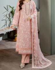 Grace Z(S729)- Stitched Embroidered 3pc Lawn dress with Embroidered chiffon dupatta.