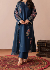 Grace W1028-Embroidered 3pc Marina Dress With Embroidered Chiffon  Dupatta.