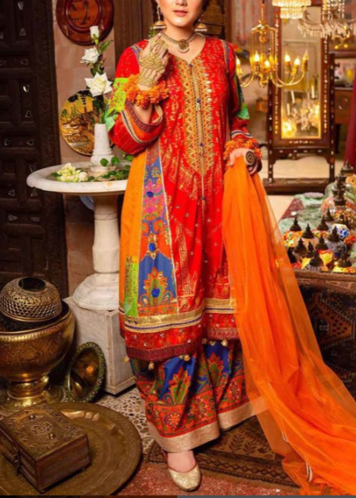 Grace W670- Embroidered 2pc linen dress