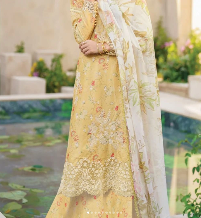 Grace S1069-Printed Chikankari 3pc Lawn Dress with Embroidered Chiffon Dupatta.