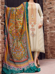 Grace W143 -Embroidered 3pc Marina dress With printed shawl