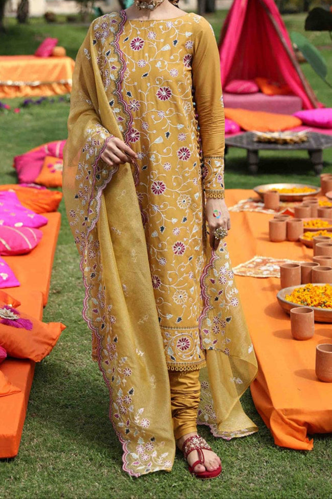 Grace S858-Embroidered 3PC Lawn Dress with Embroidered Munar Dupatta.