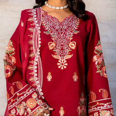 MISK 01 - Embroidered 3pc Lawn Dress With Embroidered Chiffon Dupatta.