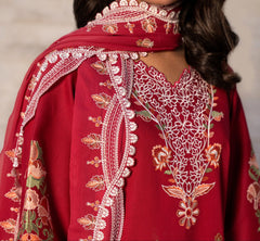 MISK 01 - Embroidered 3pc Lawn Dress With Embroidered Chiffon Dupatta.