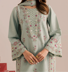Grace S1398 - Embroidered 3pc Lawn Dress With Embroidered Chiffon Dupatta.