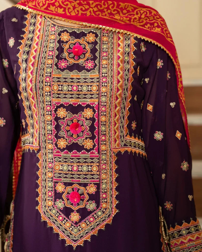 Grace Z-(S1346 )- Stitched Embroidered 3pc Lawn Dress With Printed Lawn Dupatta.