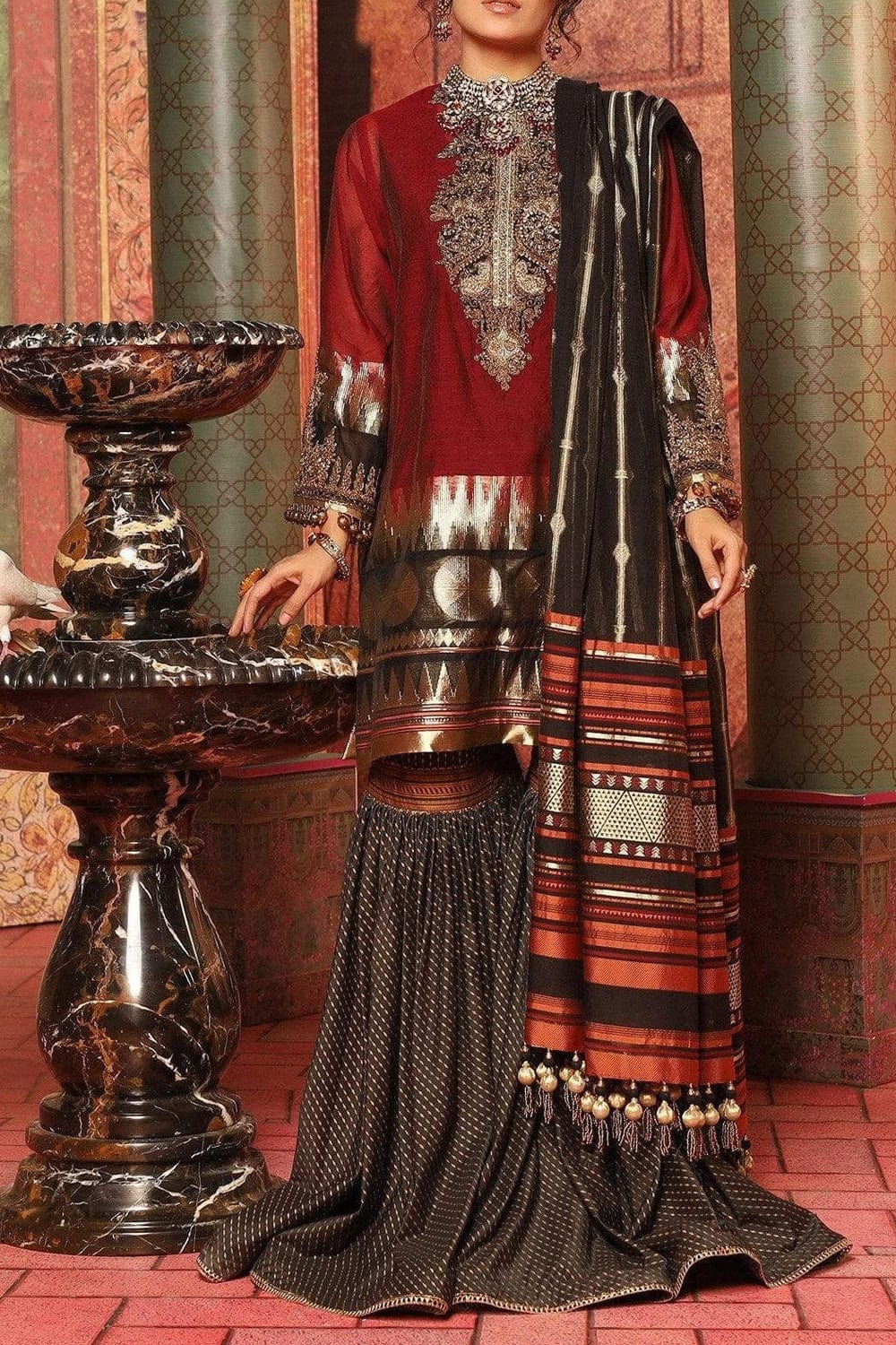 Grace S991- Embroidered 3pc lawn dress with Printed chiffon dupatta.