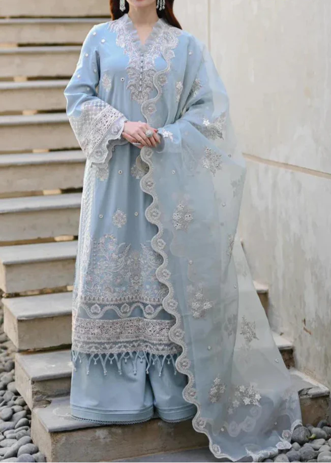 Grace S1150-Embroidered 3pc Lawn Dress With Embroidered Organza Dupatta.