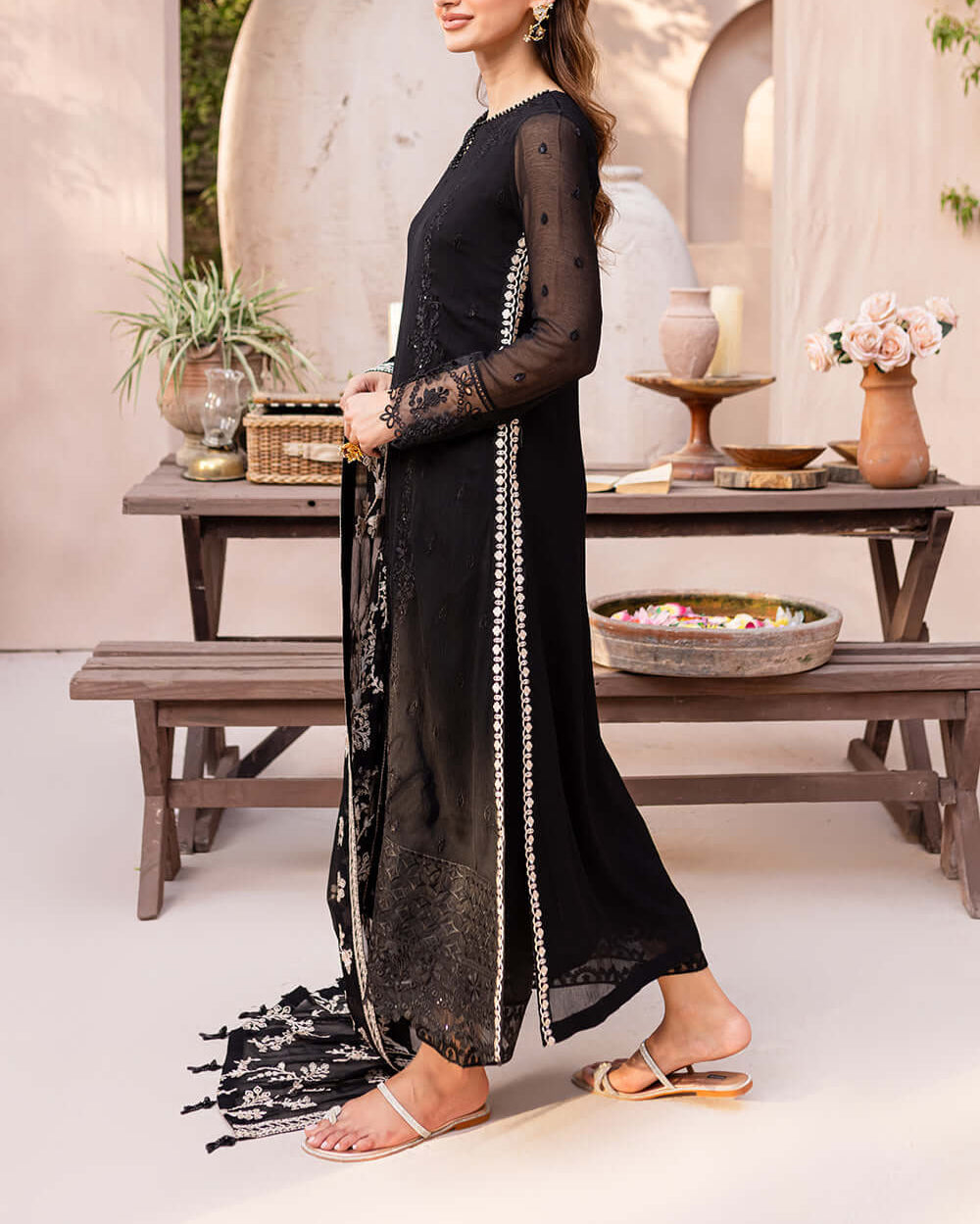 Grace S1219-Embroidered 3pc Sequence Chiffon dress with Embroidered Ch Katran Grace S1219-Embroidered 3pc Sequence Chiffon dress with Embroidered Ch Katran