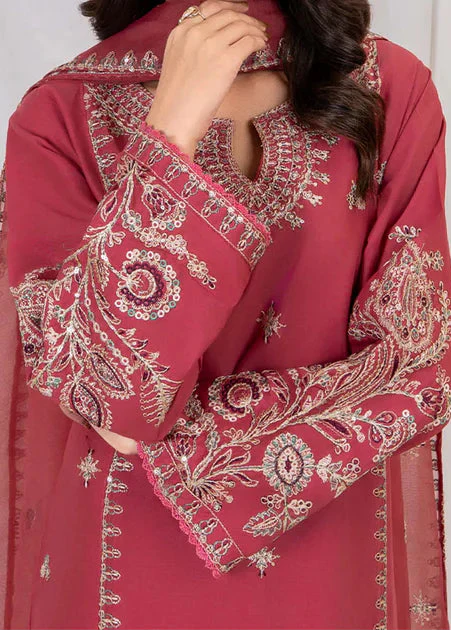 Grace W748-Embroidered 3pc Marina Dress With Embroidered Organza Dupatta.