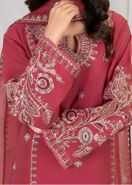 Grace Z-(W748) - Stitched Embroidered 3pc Marina Dress With Embroidered Organza Dupatta.