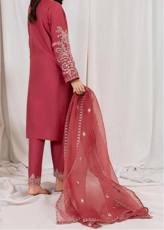 Grace W748-Embroidered 3pc Marina Dress With Embroidered Organza Dupatta.