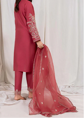Grace W748-Embroidered 3pc Marina Dress With Embroidered Organza Dupatta.