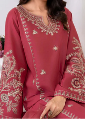 Grace Z-(W748) - Stitched Embroidered 3pc Marina Dress With Embroidered Organza Dupatta.