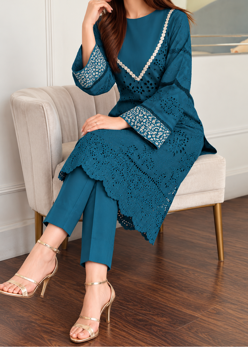 Grace S1638-Embroidered 2pc Chikankari Lawn Dress.