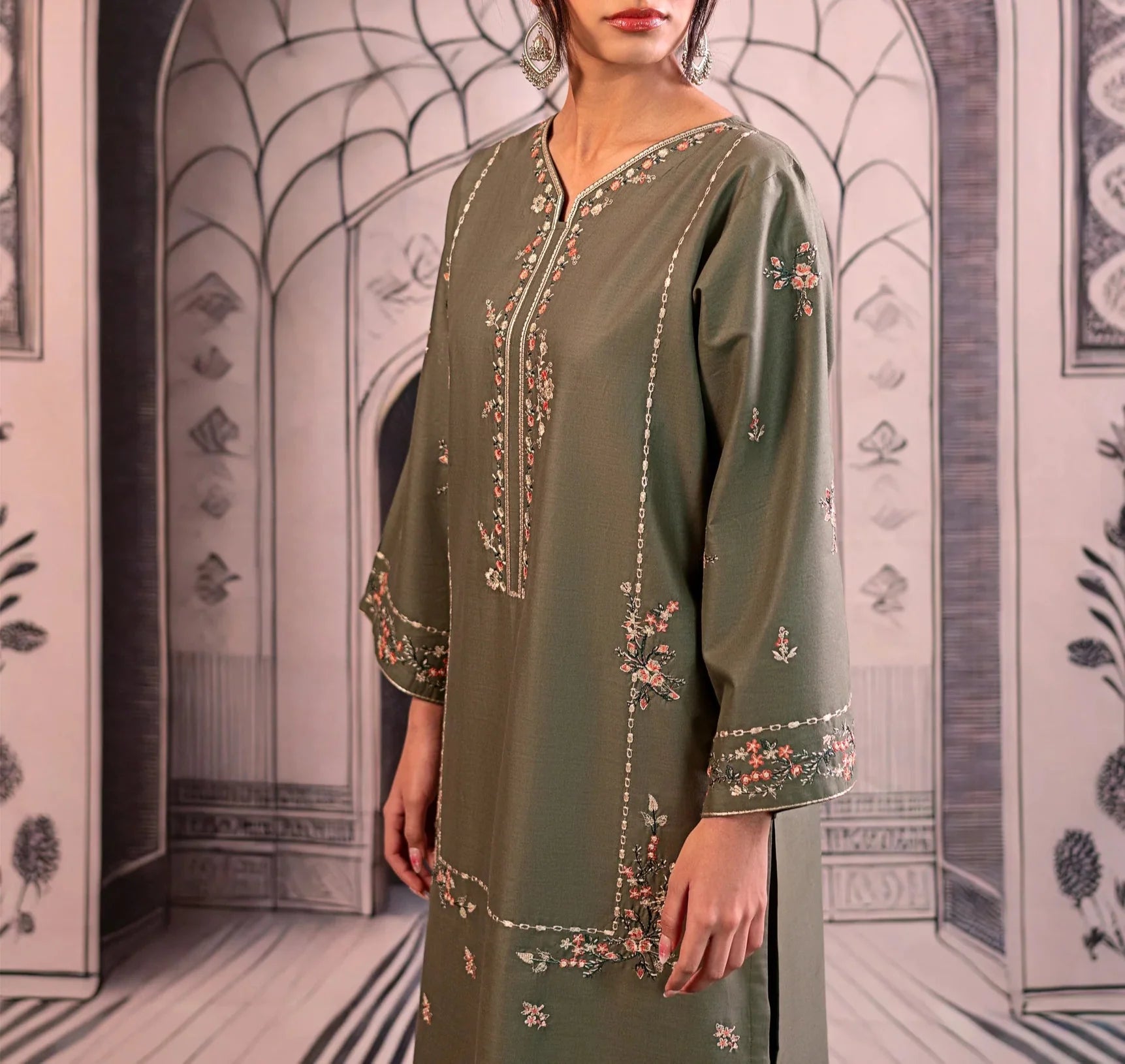 Grace S1207-Embroidered 2pc Lawn Dress
