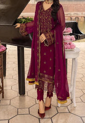Mulberry Grape- embroidered chiffon unstitched 3Pc Suit