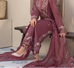 Grace S1281-Embroidered 3pc Lawn Dress With Embroidered Chiffon Dupatta