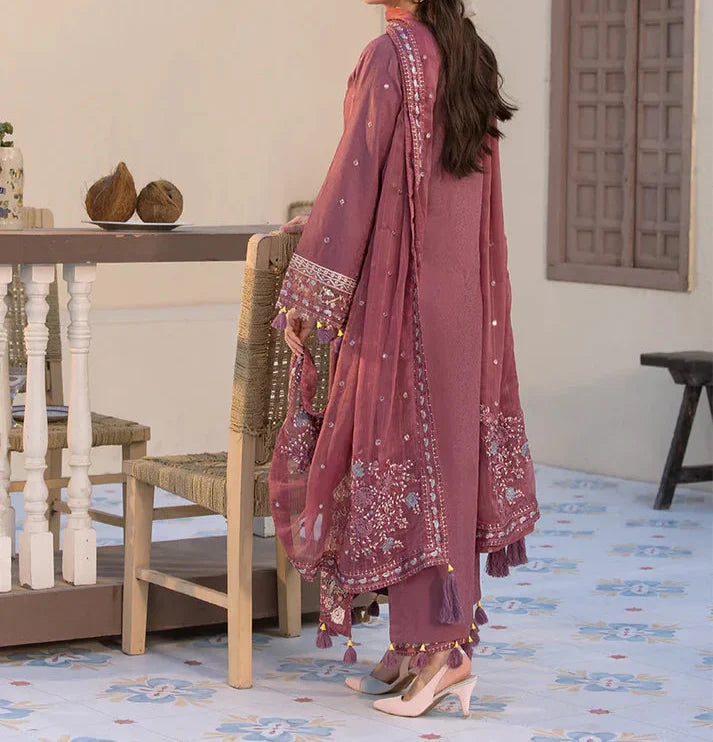 Grace W779-Embroidered 3pc Marina Dress With Embroidered Chiffon Dupatta.