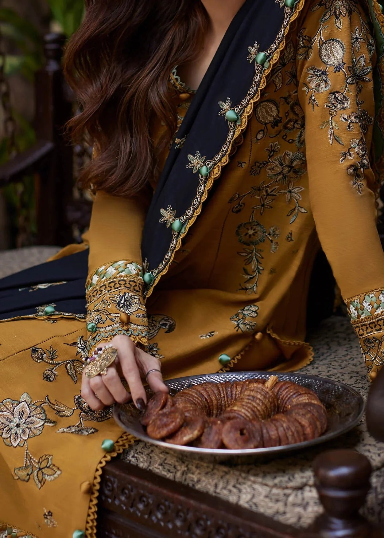 Grace W928-Embroidered 3pc Marina Dress With Printed Shawl.