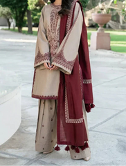 Grace Z-(S1235) - Stitched Embroidered 3pc Lawn Dress With Printed Lawn Dupatta.