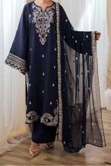 Grace S1372 - Embroidered 3pc Lawn Dress With Embroidered Chiffon Dupatta.