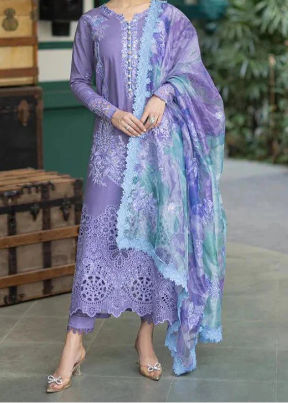 Grace W823-Embroidered 3pc CHIKANKARI Marina Dress With Printed Shawl.