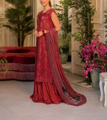 Grace S1112-Embroidered 3pc CHIKANKARI Lawn dress with Embroidered Munar Dupatta.