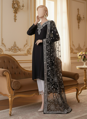 Grace W508-Embroidered 3pc marina dress with Embroidered Organza Dupatta.
