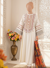 Grace W556-Embroidered 3pc marina dress with Printed shawl.